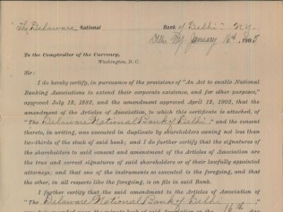 1905 Document to Comptroller about Bank becoming owned by ShareHolders